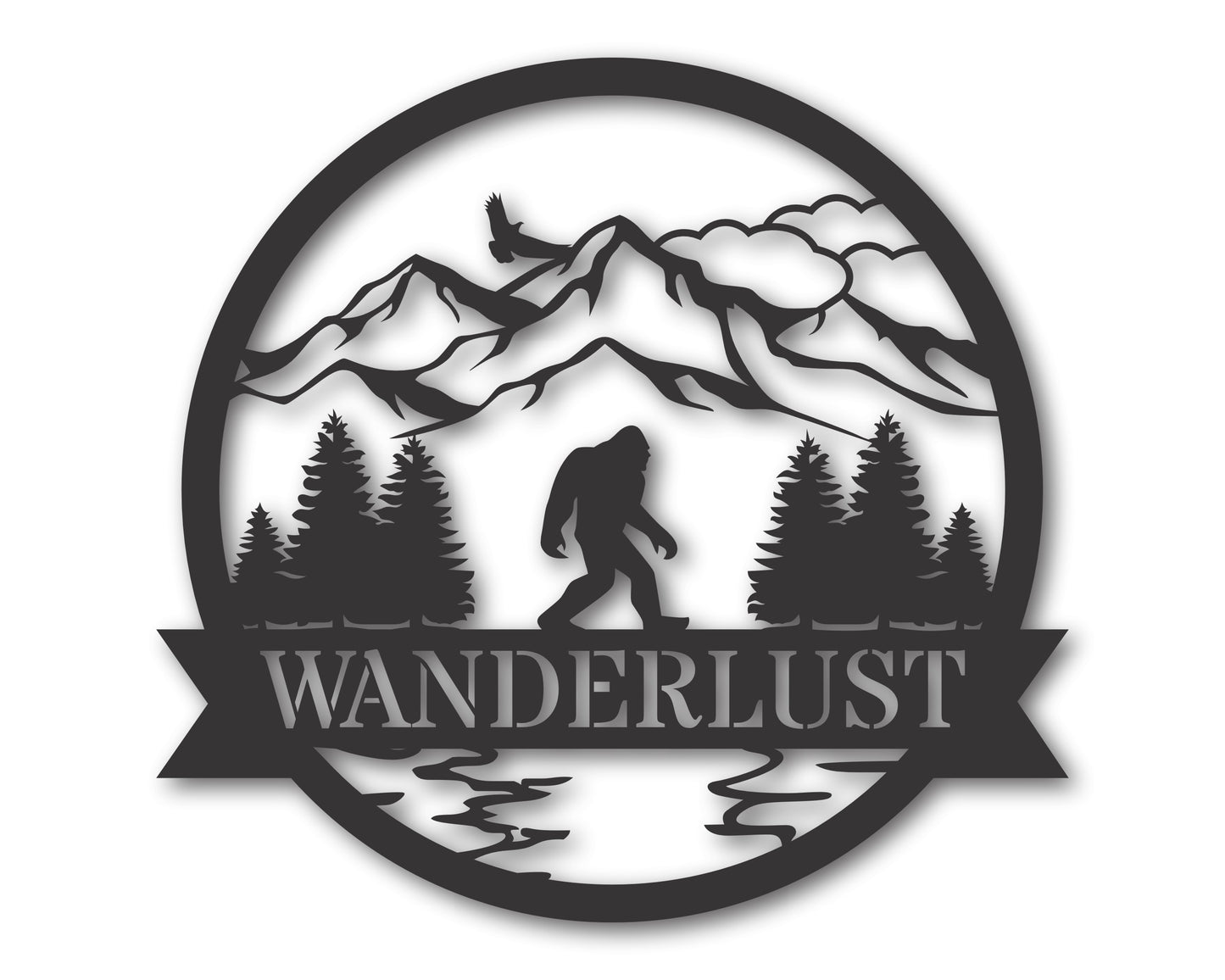 Custom Metal Bigfoot Mountain Wall Art | Indoor Outdoor | Up to 46" | 20+ Color Options