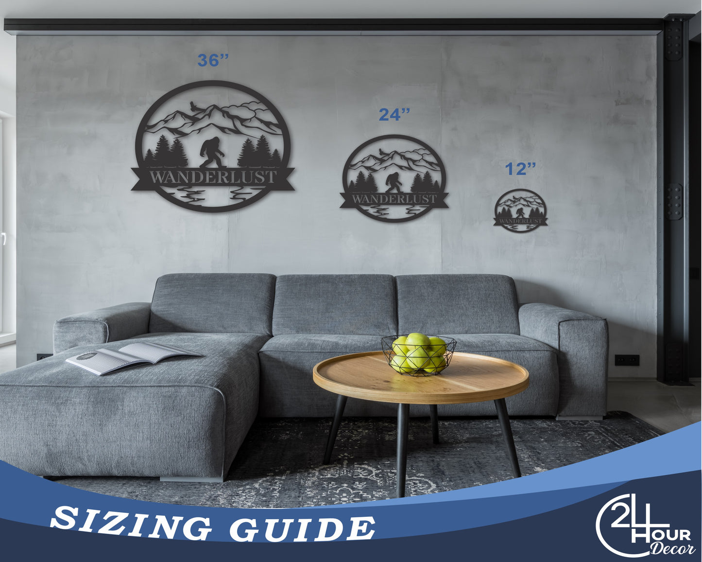 Custom Metal Bigfoot Mountain Wall Art | Indoor Outdoor | Up to 46" | 20+ Color Options