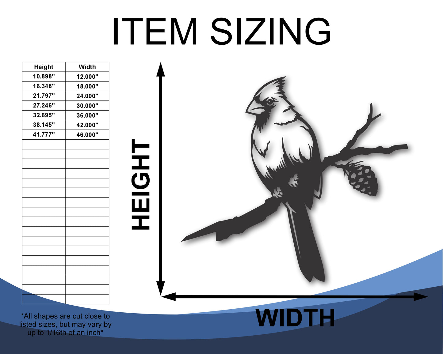 Metal Cardinal Tree Stake | Garden Art | Indoor Outdoor | Up to 46" | 20+ Color Options