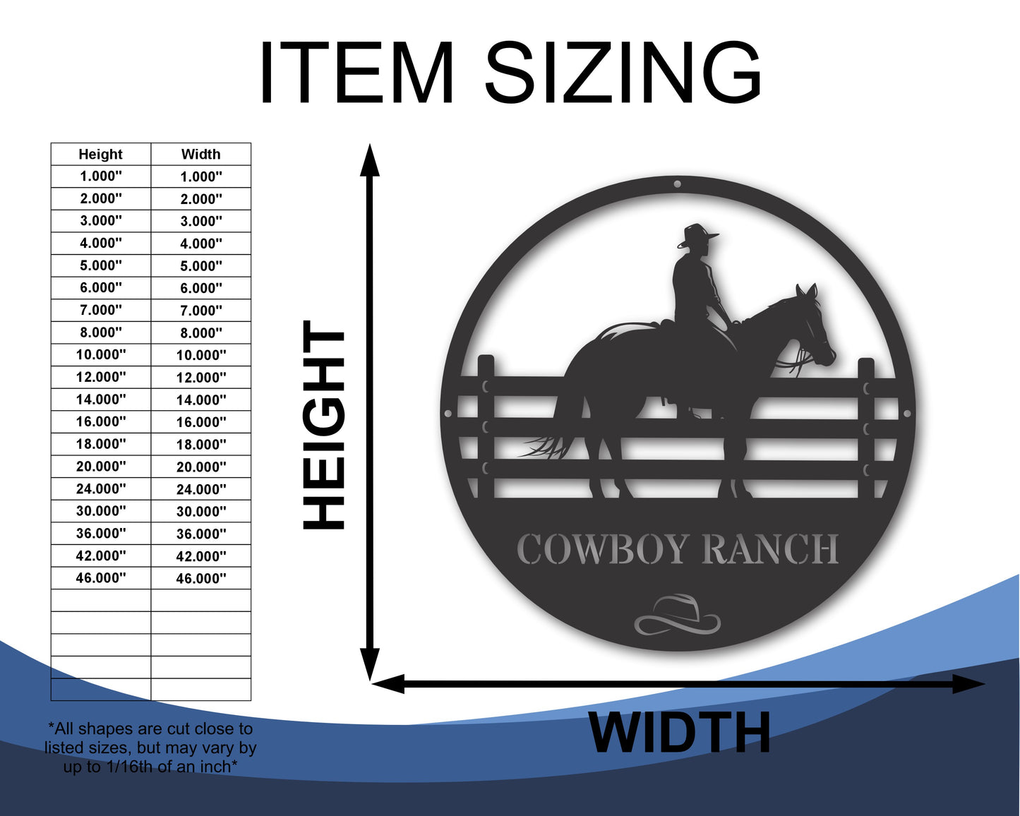 Custom Metal Horse Ranch Wall Art | Indoor Outdoor | Up to 46" | 20+ Color Options