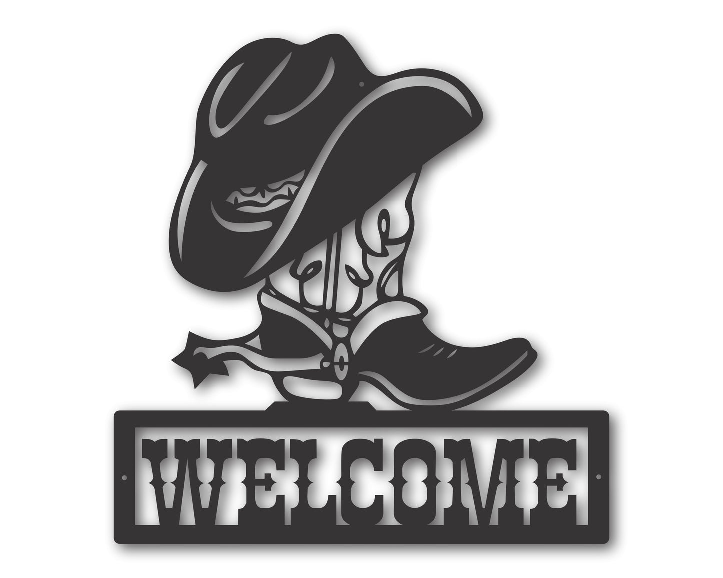 Custom Metal Cowboy Boot Welcome Wall Art | Indoor Outdoor | Up to 46" | 20+ Color Options