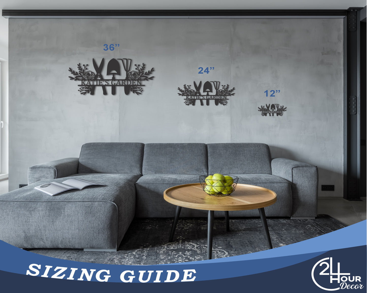 Custom Metal Garden Tool Wall Art | Indoor Outdoor | Up to 46" | 20+ Color Options