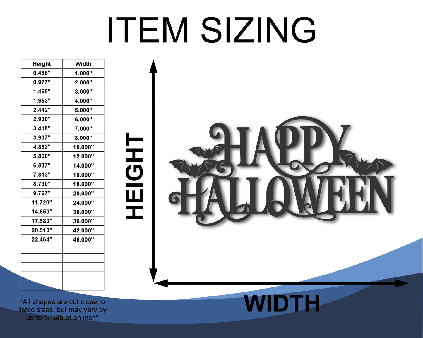 Custom Metal Happy Halloween Wall Art | Indoor Outdoor | Up to 46" | 20+ Color Options