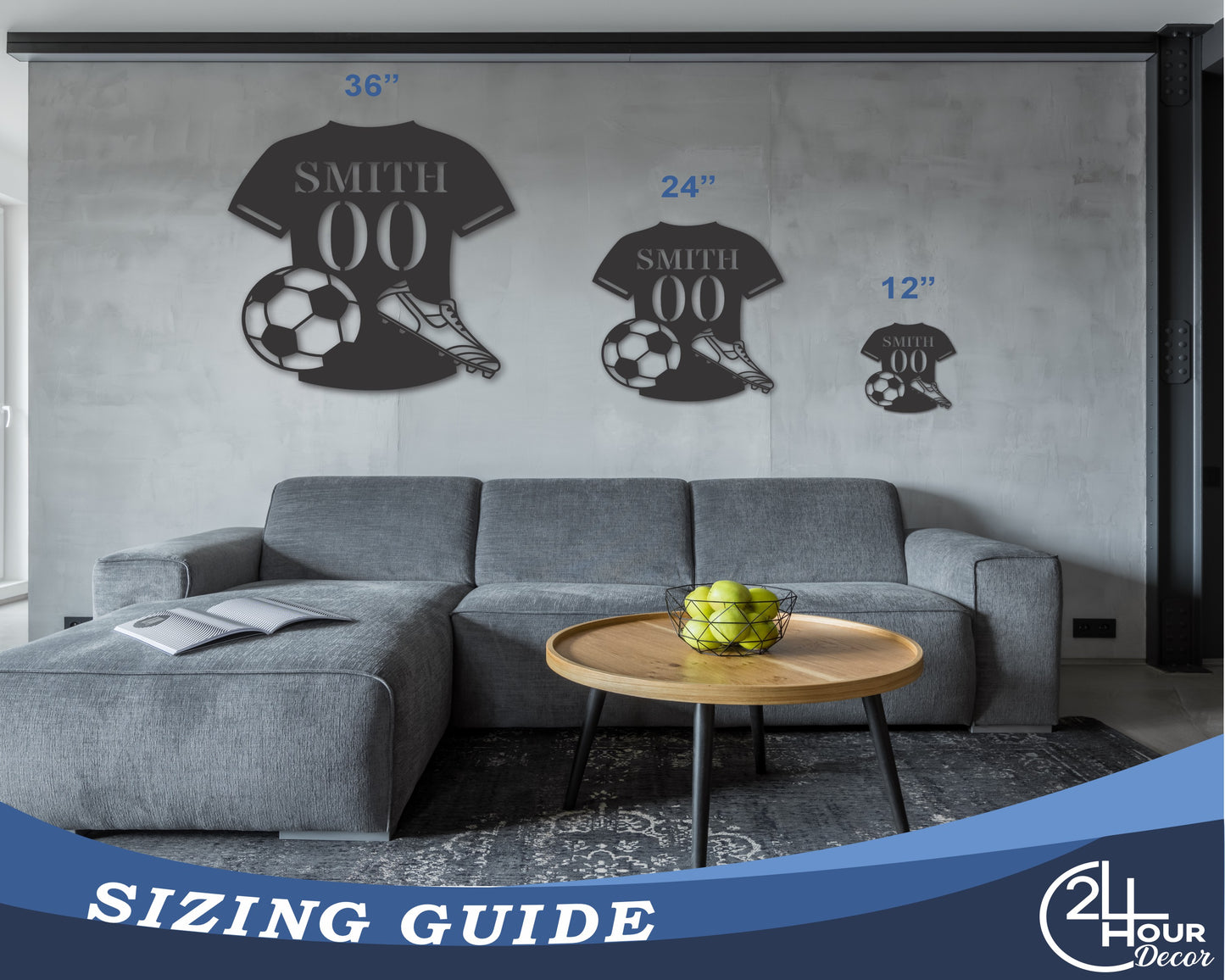 Custom Metal Soccer Jersey Wall Art | Indoor Outdoor | Up to 46" | 20+ Color Options