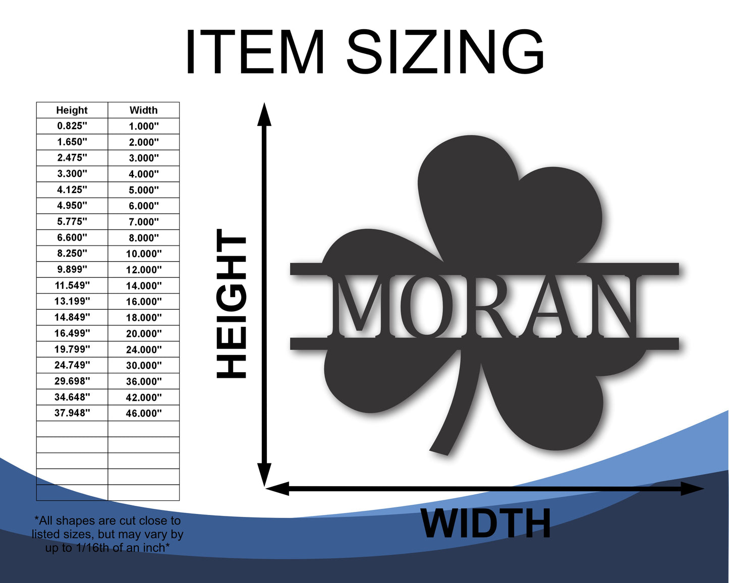 Custom Metal Shamrock Monogram Wall Art | Indoor Outdoor | Up to 46" | 20+ Color Options
