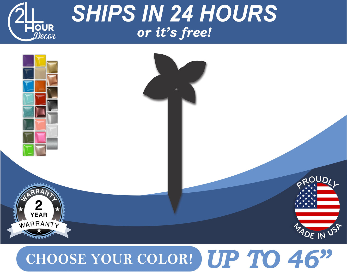 Custom Metal Basil Garden Stake | Indoor Outdoor | Up to 18" | 20+ Color Options