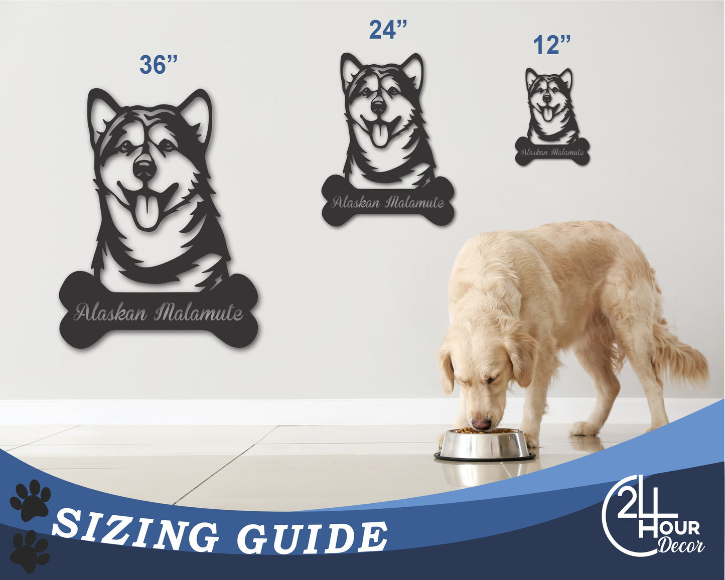 Custom Metal Alaskan Malamute Wall Art - Metal Dog Breed Sign - 20+ Color Options - Up to 46"