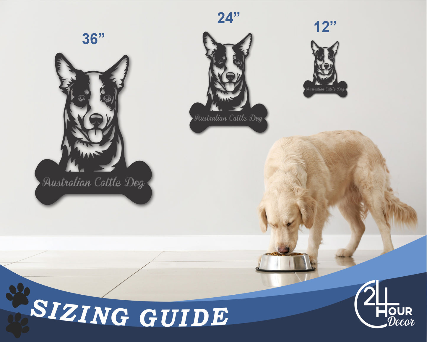 Custom Metal Australian Cattle Dog Wall Art - Metal Dog Breed Sign - 20+ Color Options - Up to 46"