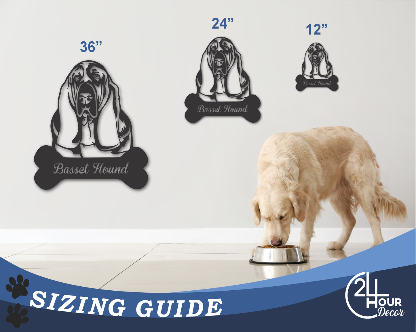 Custom Metal Basset Hound Wall Art - Metal Dog Breed Sign - 20+ Color Options - Up to 46"