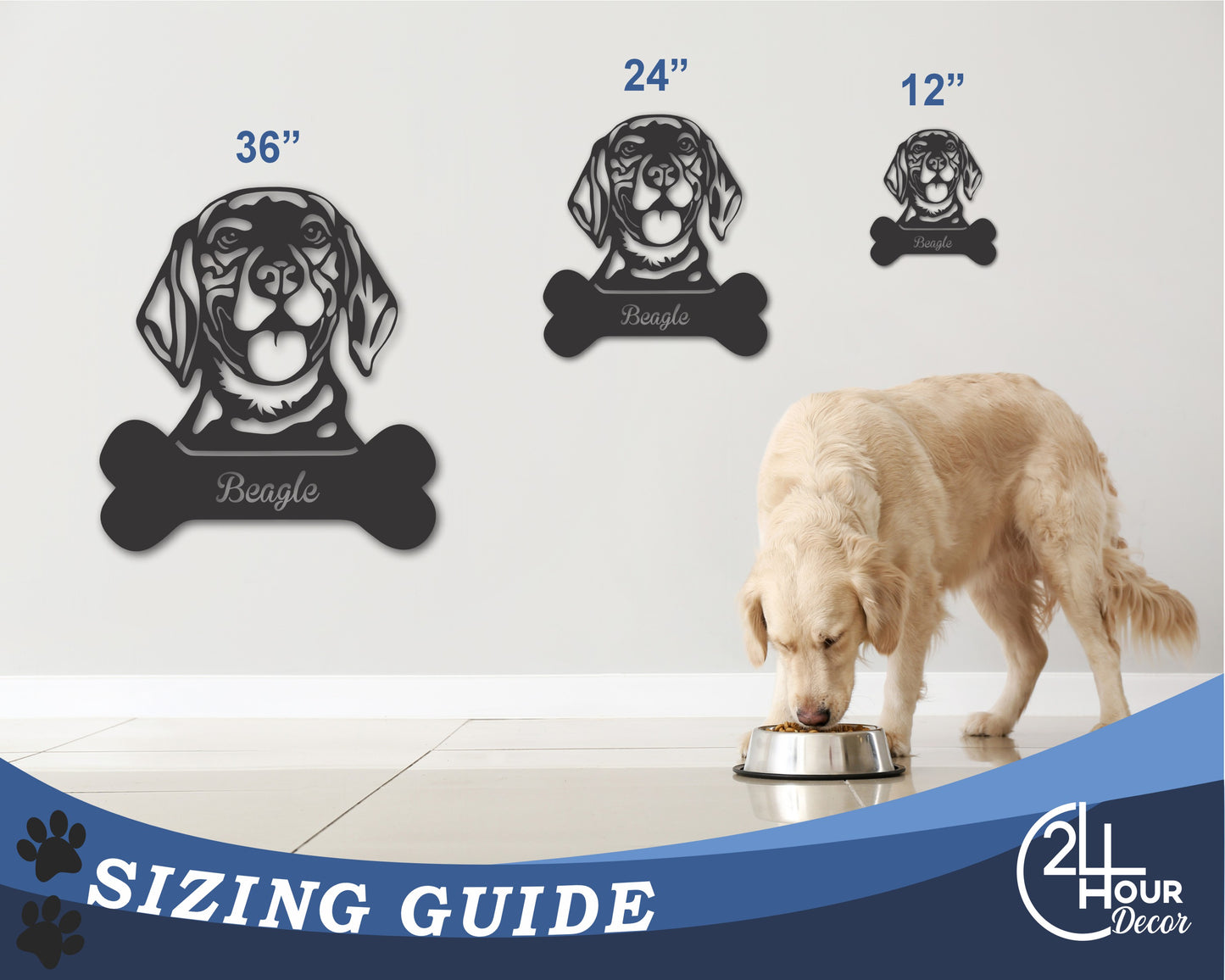 Custom Metal Beagle Wall Art - Metal Dog Breed Sign - 20+ Color Options - Up to 46"
