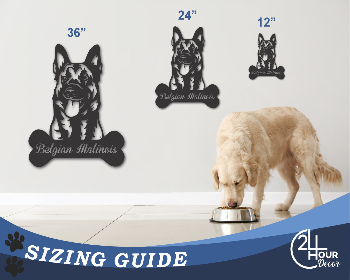 Custom Metal Belgian Malinois Wall Art - Metal Dog Breed Sign - 20+ Color Options - Up to 46"