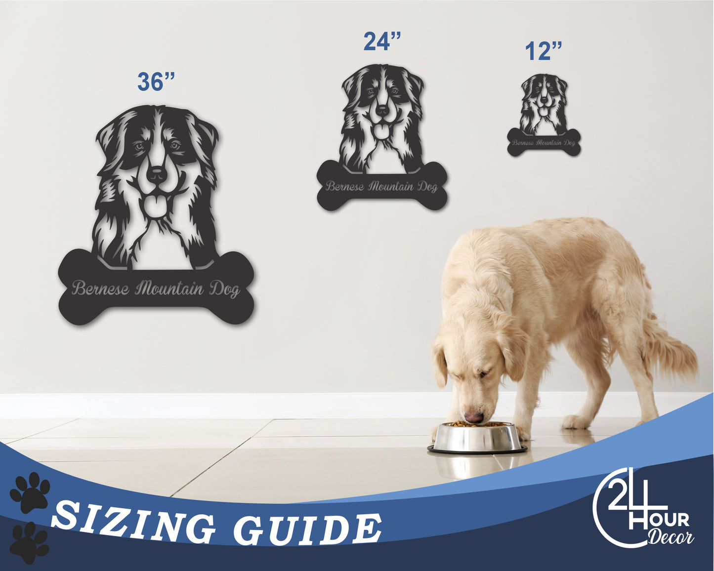 Custom Metal Bernese Mountain Wall Art - Metal Dog Breed Sign - 20+ Color Options - Up to 46"