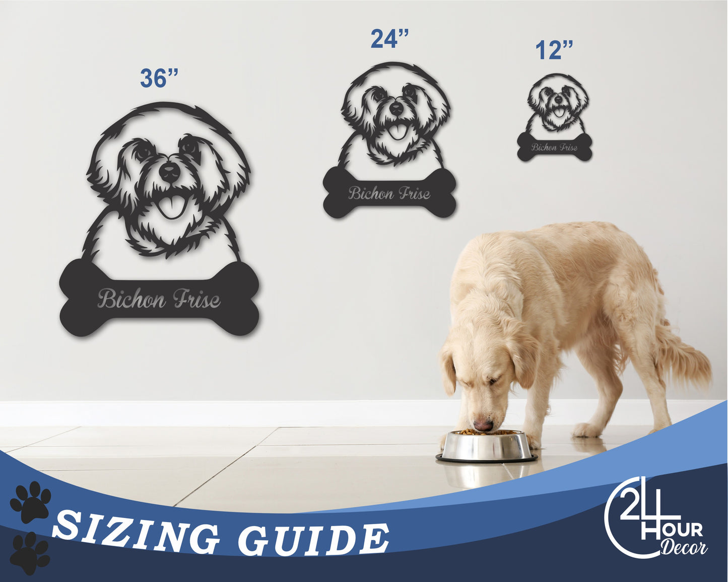 Custom Metal Bichon Frise Wall Art - Metal Dog Breed Sign - 20+ Color Options - Up to 46"