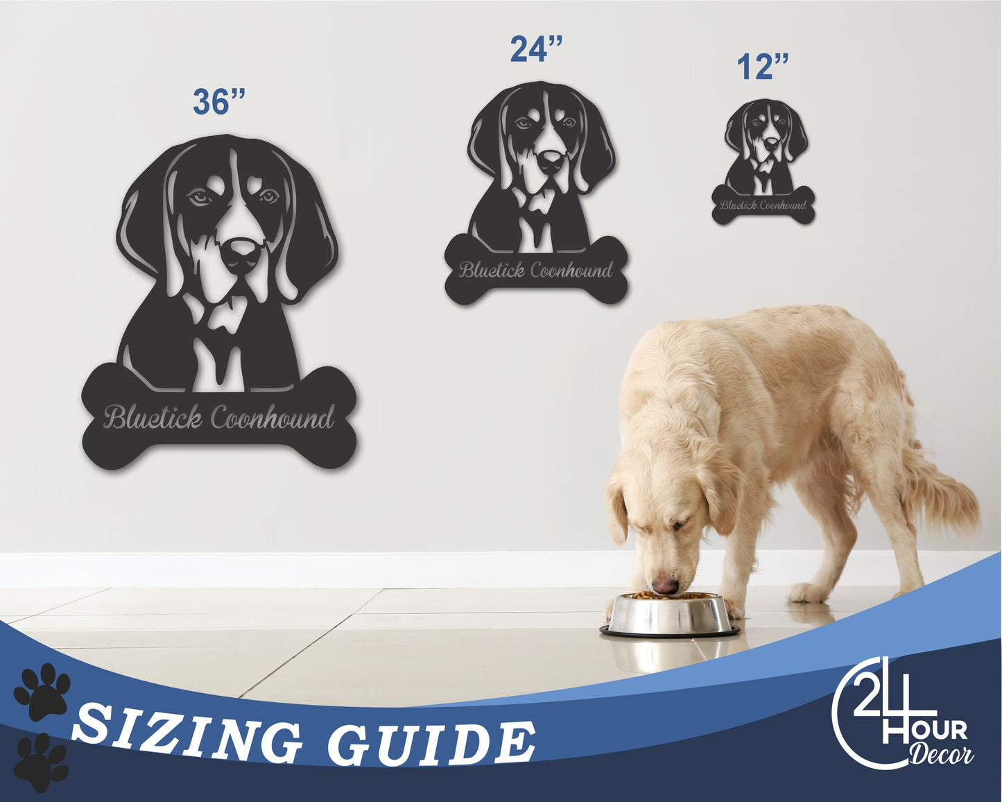 Custom Metal Bluetick Coonhound Wall Art - Metal Dog Breed Sign - 20+ Color Options - Up to 46"