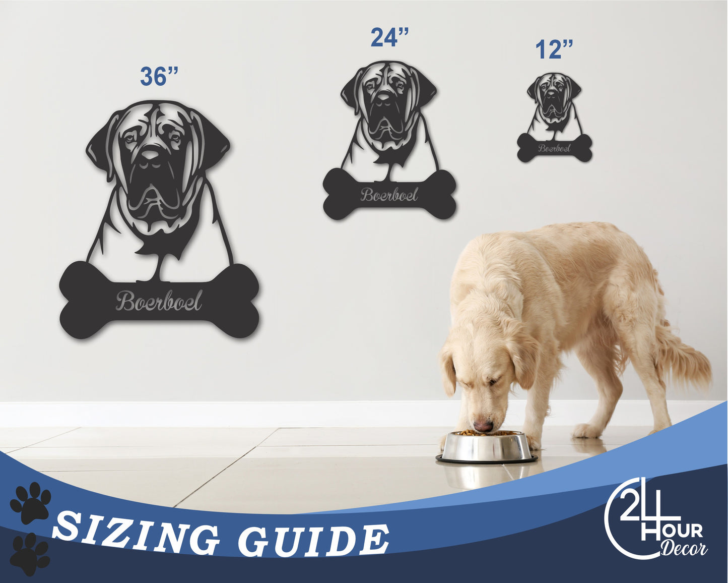 Custom Metal Boerboel Wall Art - Metal Dog Breed Sign - 20+ Color Options - Up to 46"