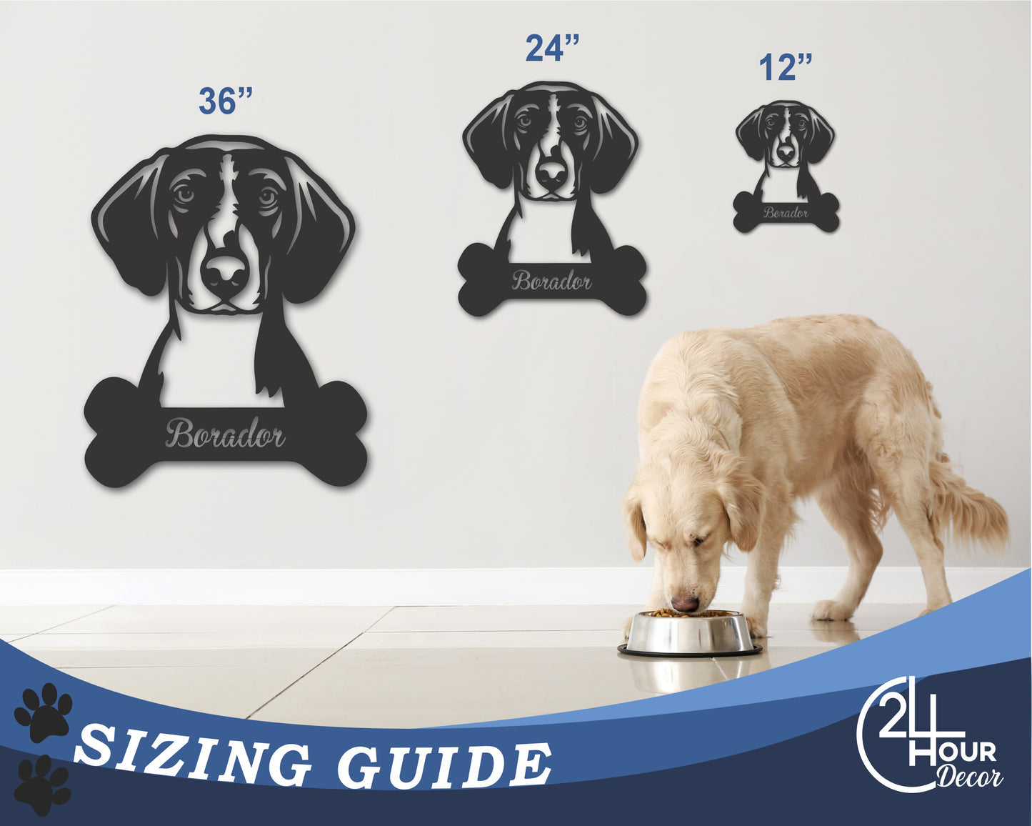 Custom Metal Borador Wall Art - Metal Dog Breed Sign - 20+ Color Options - Up to 46"