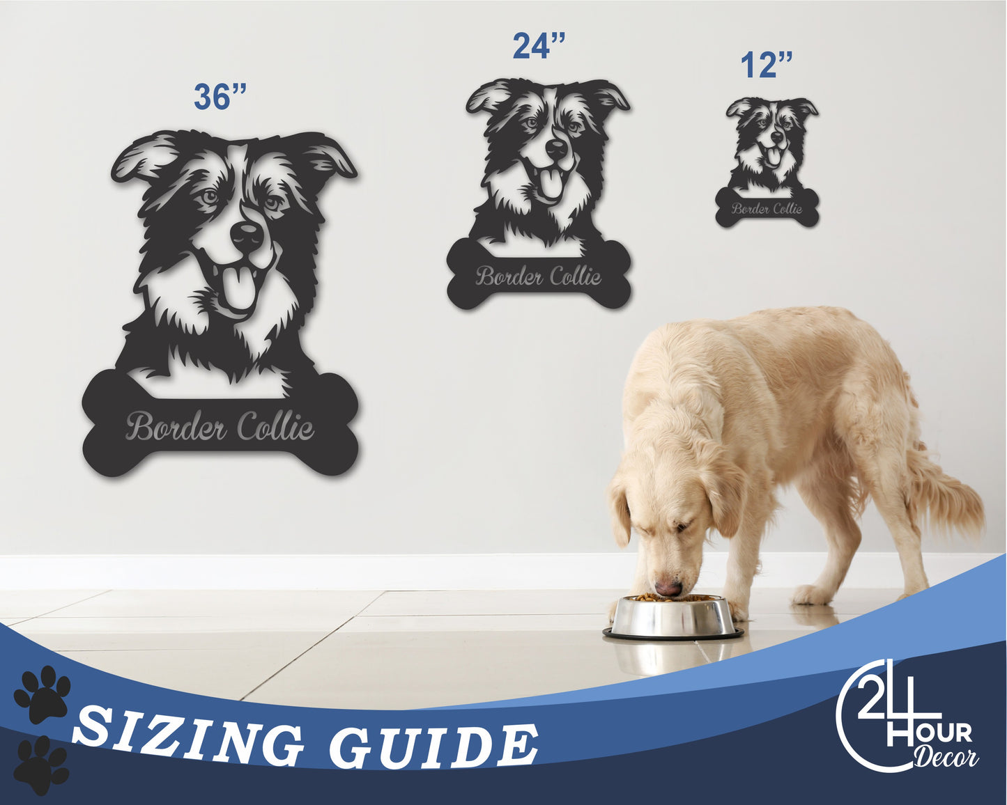 Custom Metal Border Collie Wall Art - Metal Dog Breed Sign - 20+ Color Options - Up to 46"