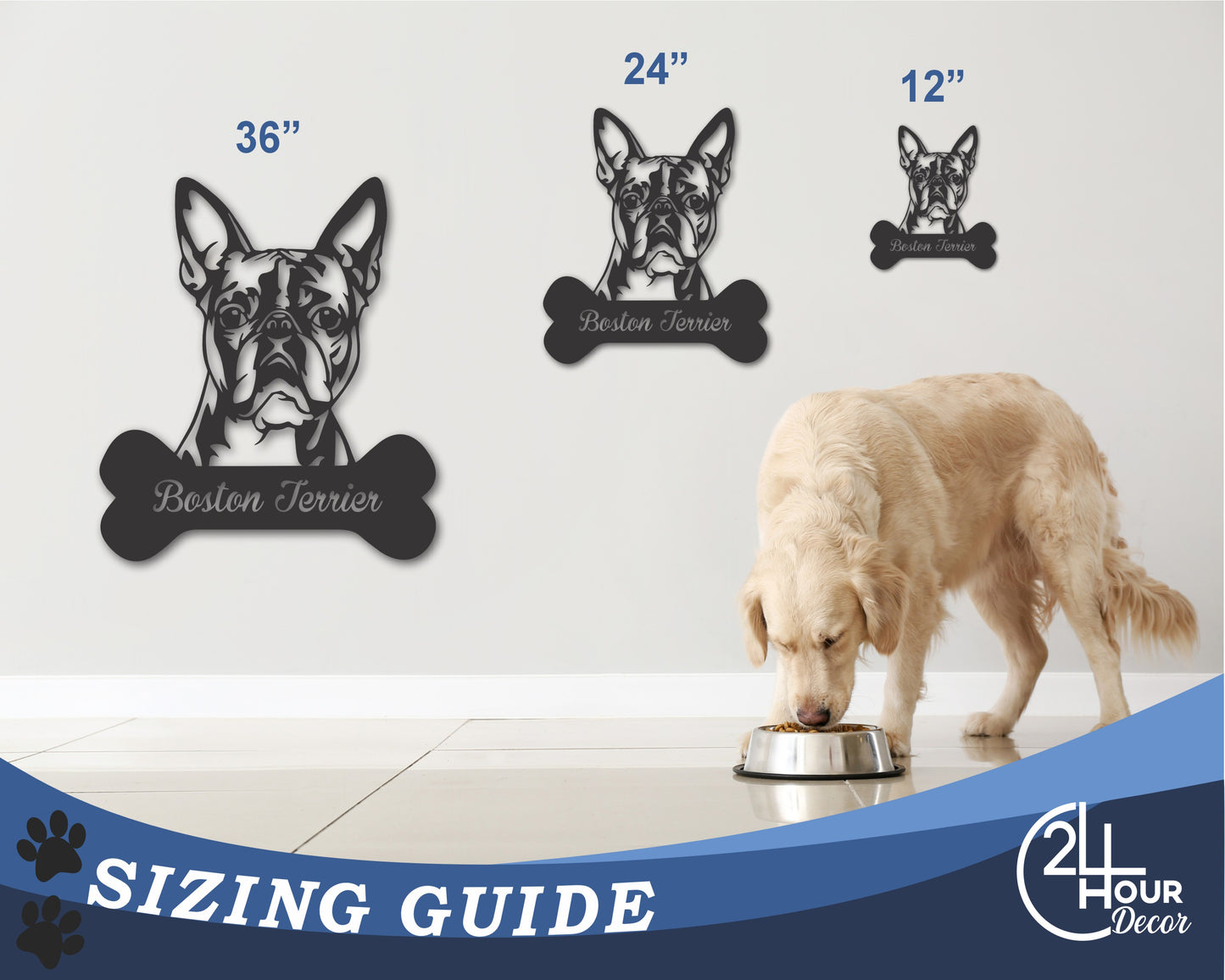 Custom Metal Boston Terrier Wall Art - Metal Dog Breed Sign - 20+ Color Options - Up to 46"