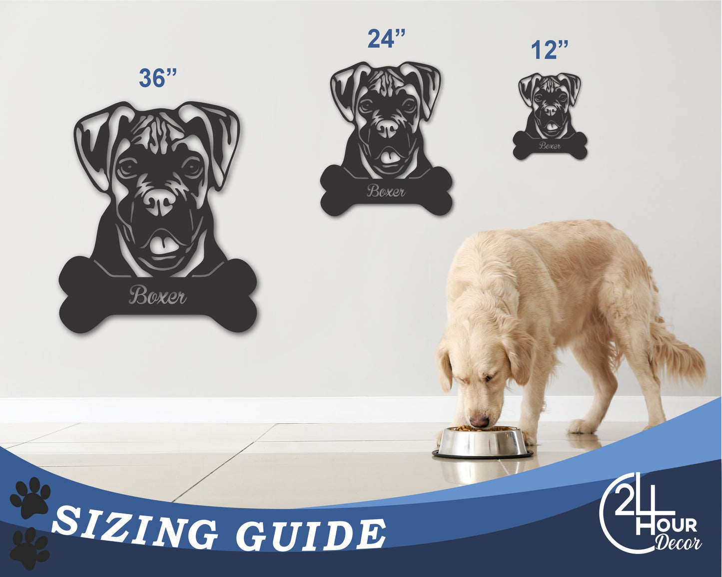 Custom Metal Boxer Wall Art - Metal Dog Breed Sign - 20+ Color Options - Up to 46"
