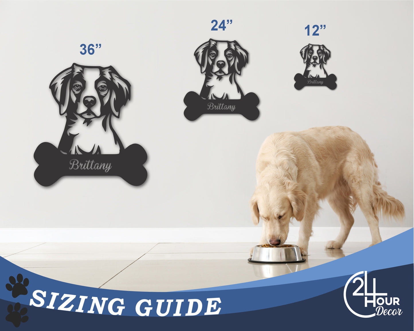 Custom Metal Brittany Wall Art - Metal Dog Breed Sign - 20+ Color Options - Up to 46"