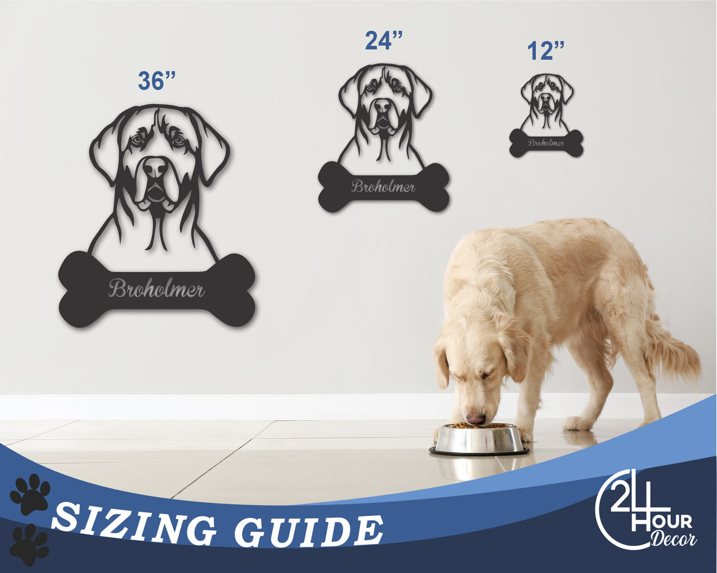 Custom Metal Broholmer Wall Art - Metal Dog Breed Sign - 20+ Color Options - Up to 46"