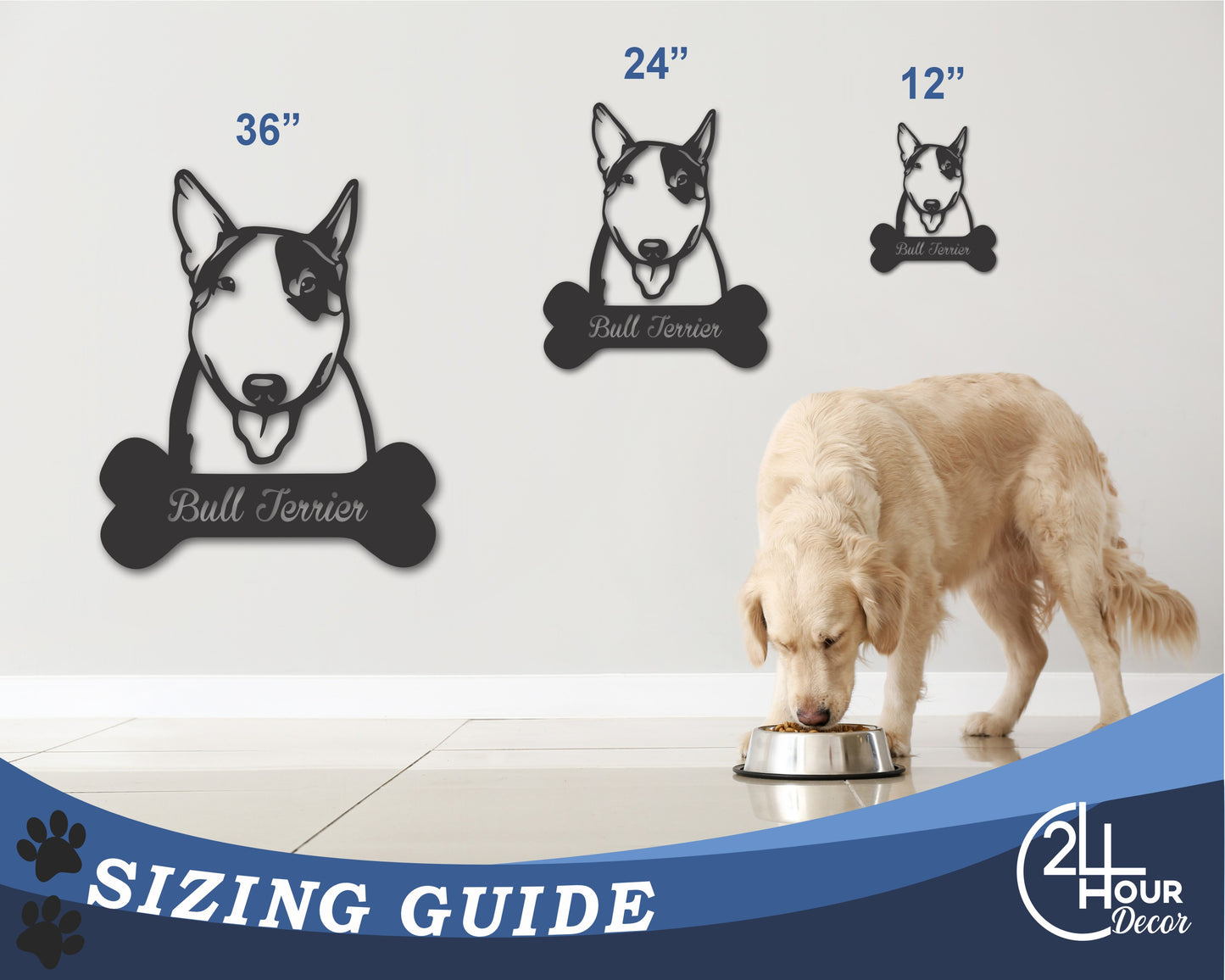 Custom Metal Bull Terrier Wall Art - Metal Dog Breed Sign - 20+ Color Options - Up to 46"