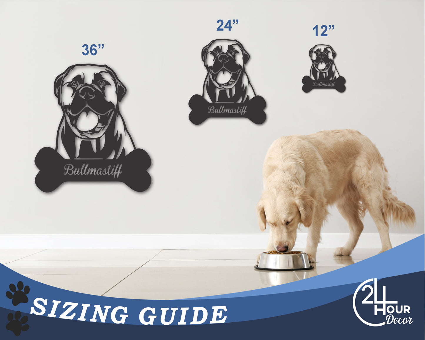 Custom Metal Bullmastiff Wall Art - Metal Dog Breed Sign - 20+ Color Options - Up to 46"