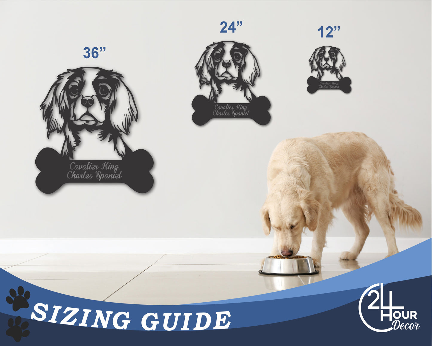 Custom Metal Cavalier King Charles Spaniel Wall Art - Metal Dog Breed Sign - 20+ Color Options - Up to 46"