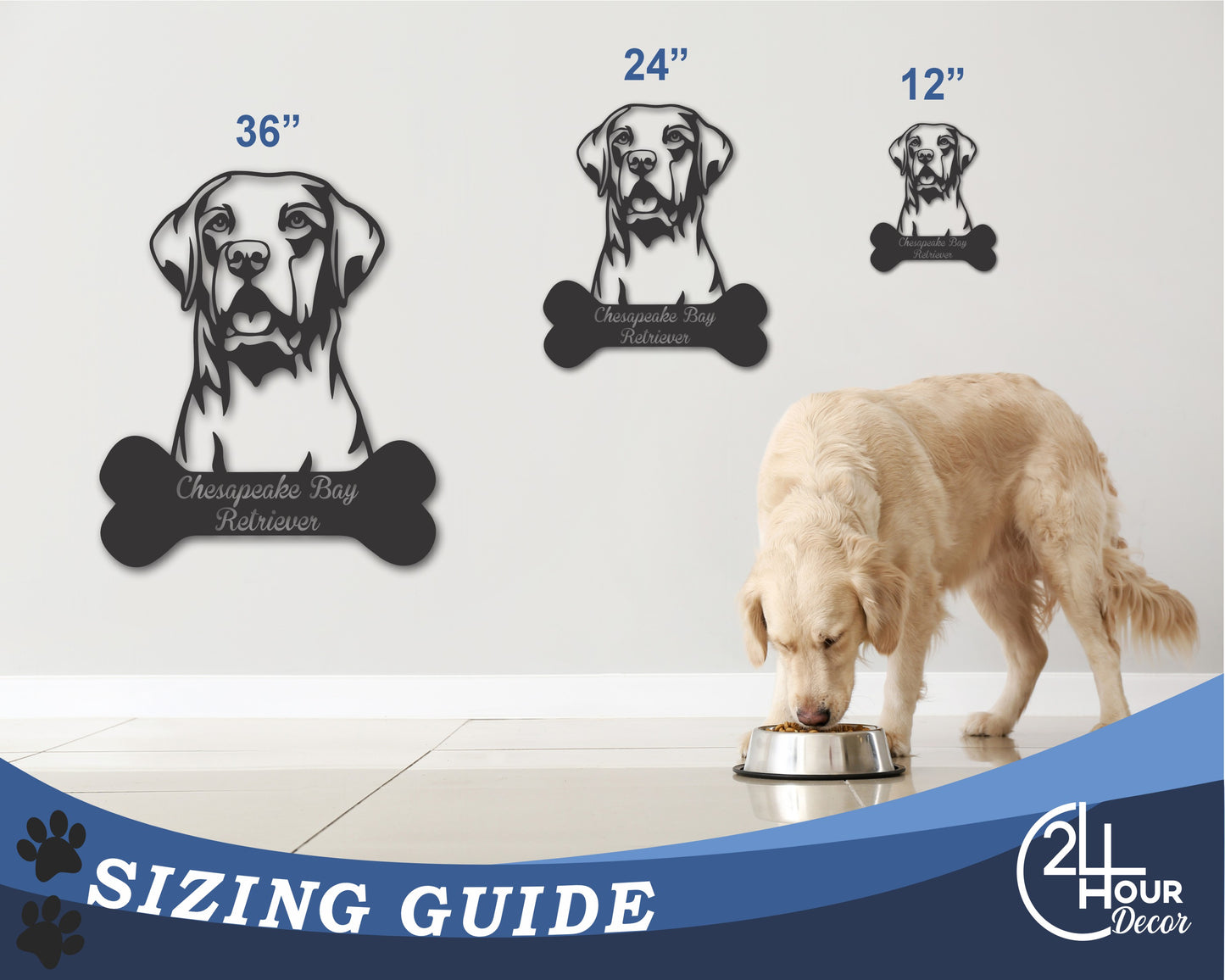 Custom Metal Chesapeake Bay Retriever Wall Art - Metal Dog Breed Sign - 20+ Color Options - Up to 46"