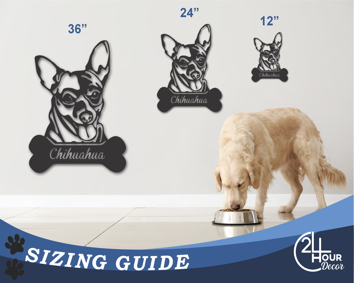 Custom Metal Chihuahua Wall Art - Metal Dog Breed Sign - 20+ Color Options - Up to 46"
