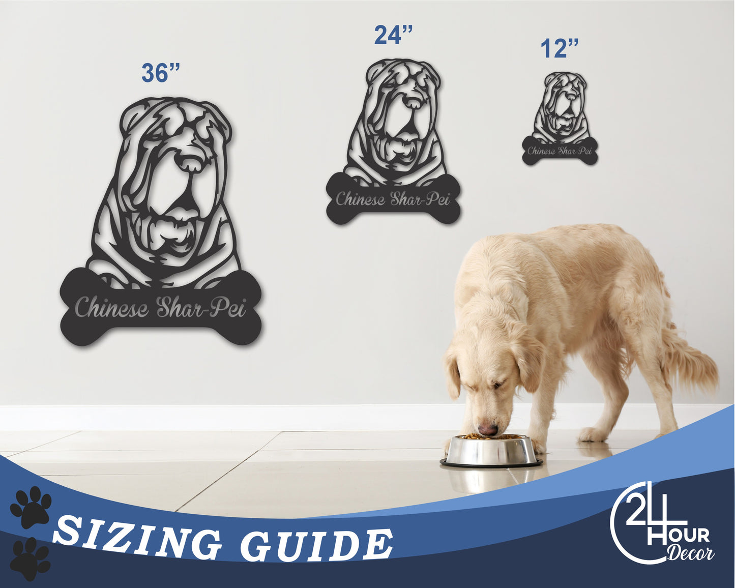 Custom Metal Chinese Shar Pei Wall Art - Metal Dog Breed Sign - 20+ Color Options - Up to 46"