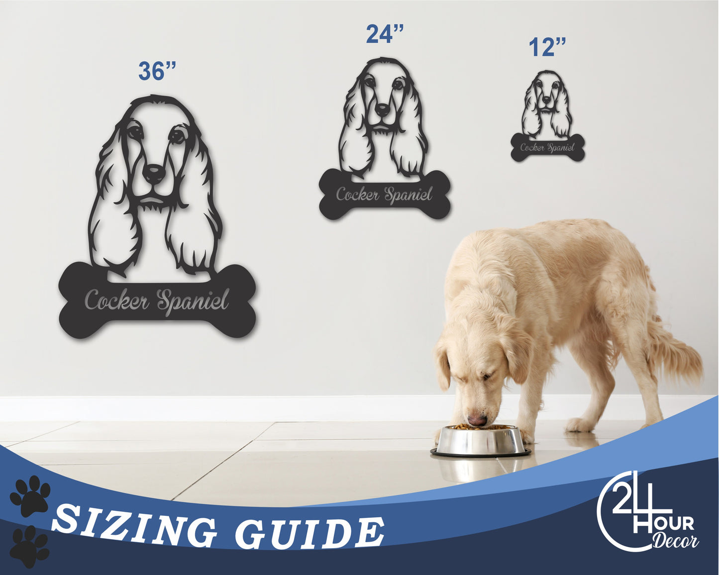 Custom Metal Cocker Spaniel Wall Art - Metal Dog Breed Sign - 20+ Color Options - Up to 46"