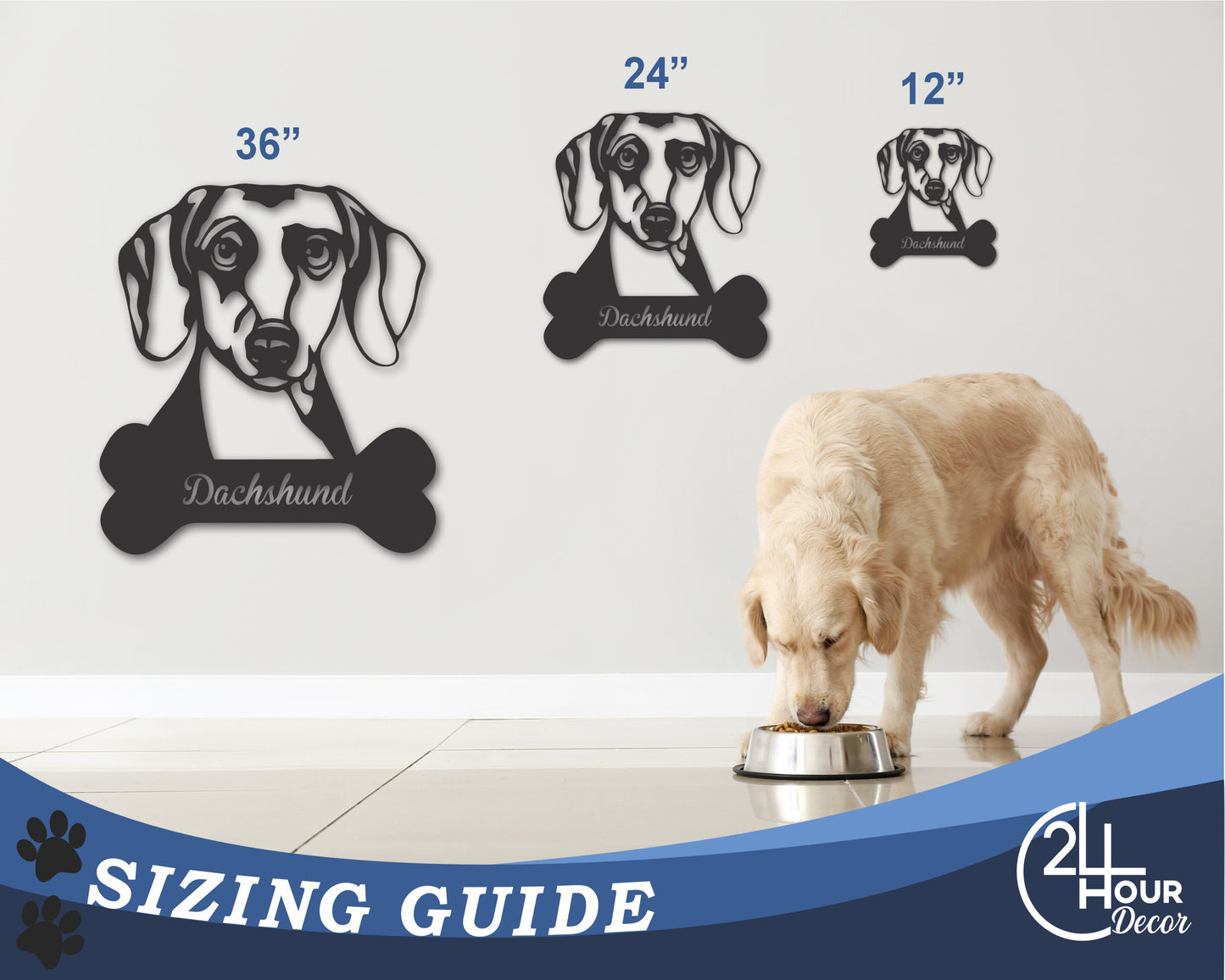 Custom Metal Dachshund Wall Art - Metal Dog Breed Sign - 20+ Color Options - Up to 46"