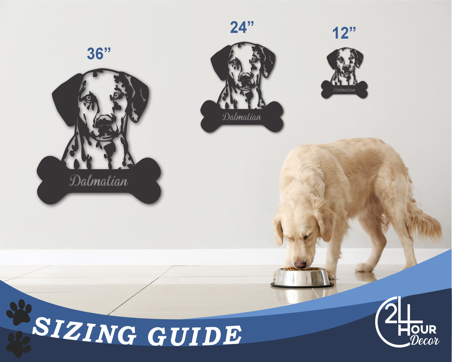 Custom Metal Dalmatian Wall Art - Metal Dog Breed Sign - 20+ Color Options - Up to 46"