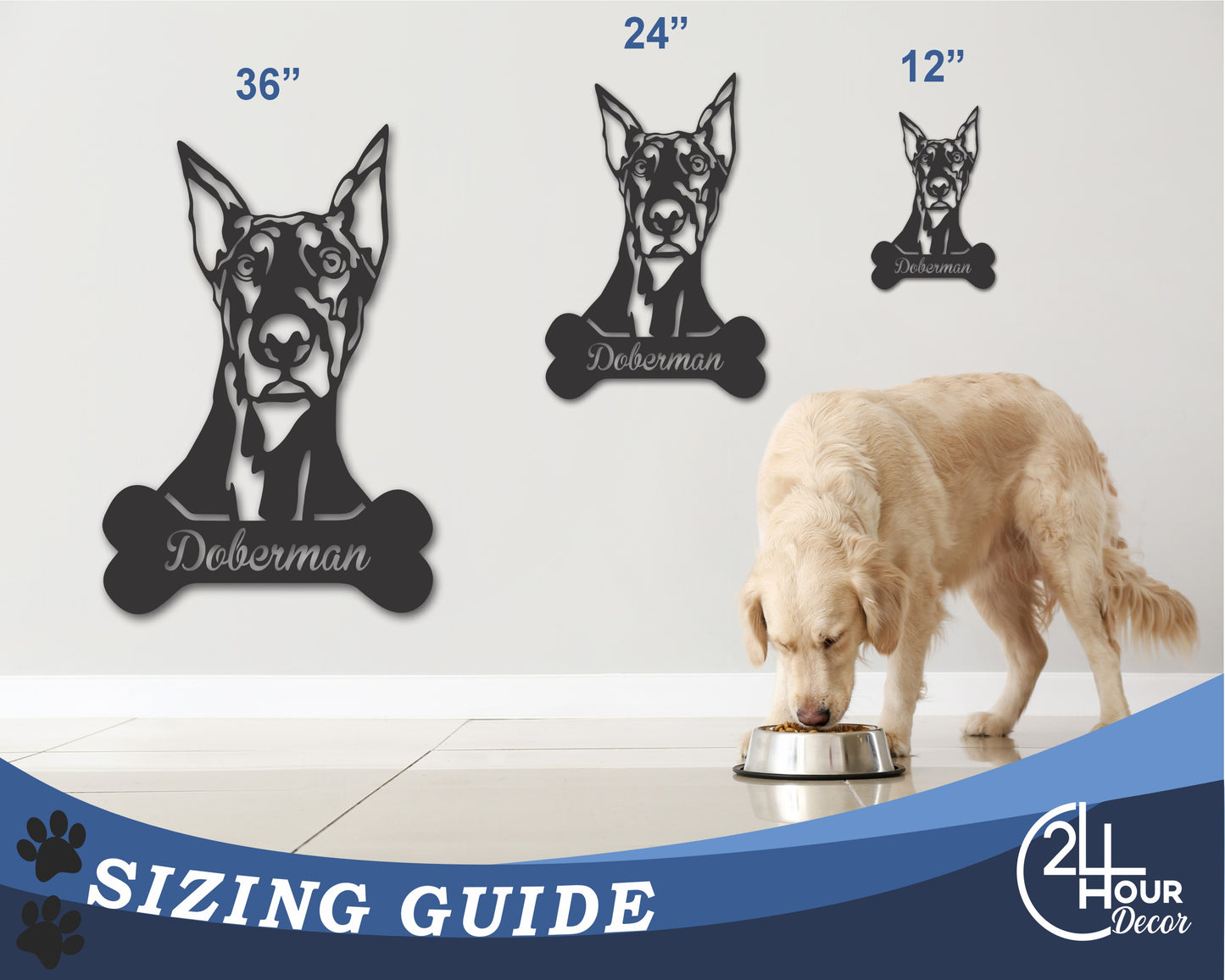 Custom Metal Doberman Wall Art - Metal Dog Breed Sign - 20+ Color Options - Up to 46"