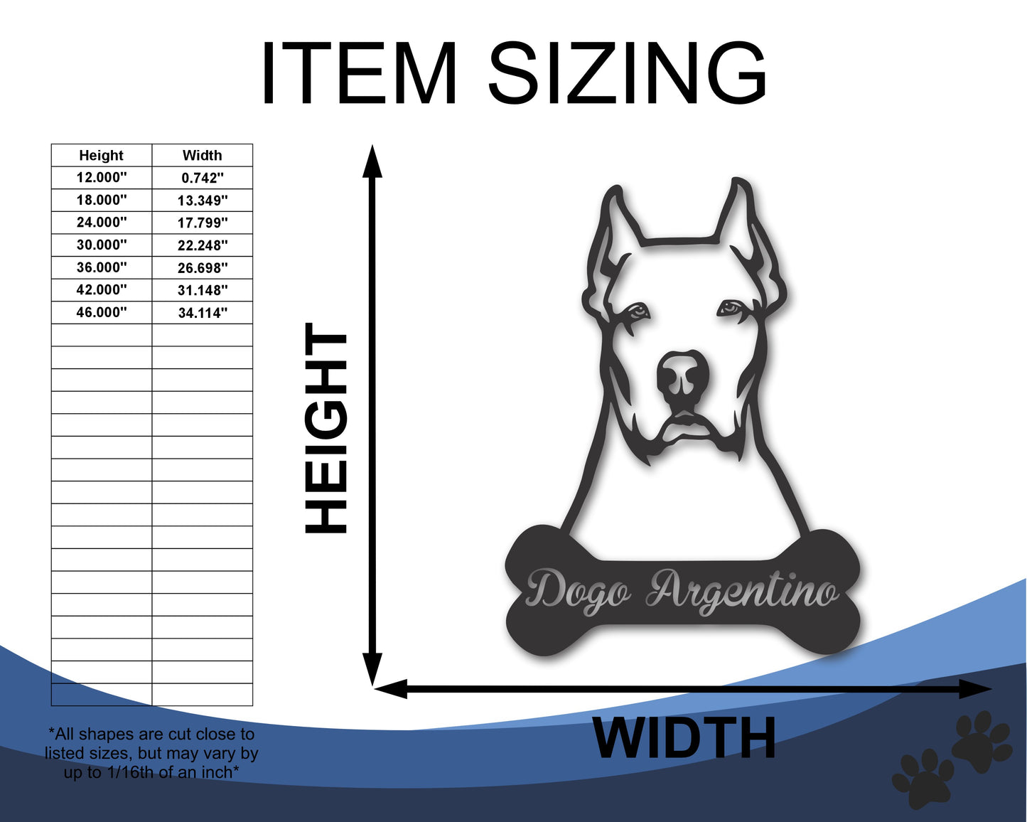 Custom Metal Dogo Argentino Wall Art - Metal Dog Breed Sign - 20+ Color Options - Up to 46"