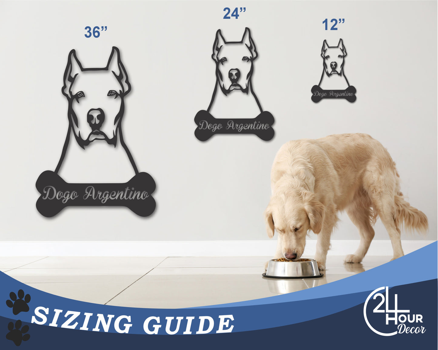 Custom Metal Dogo Argentino Wall Art - Metal Dog Breed Sign - 20+ Color Options - Up to 46"