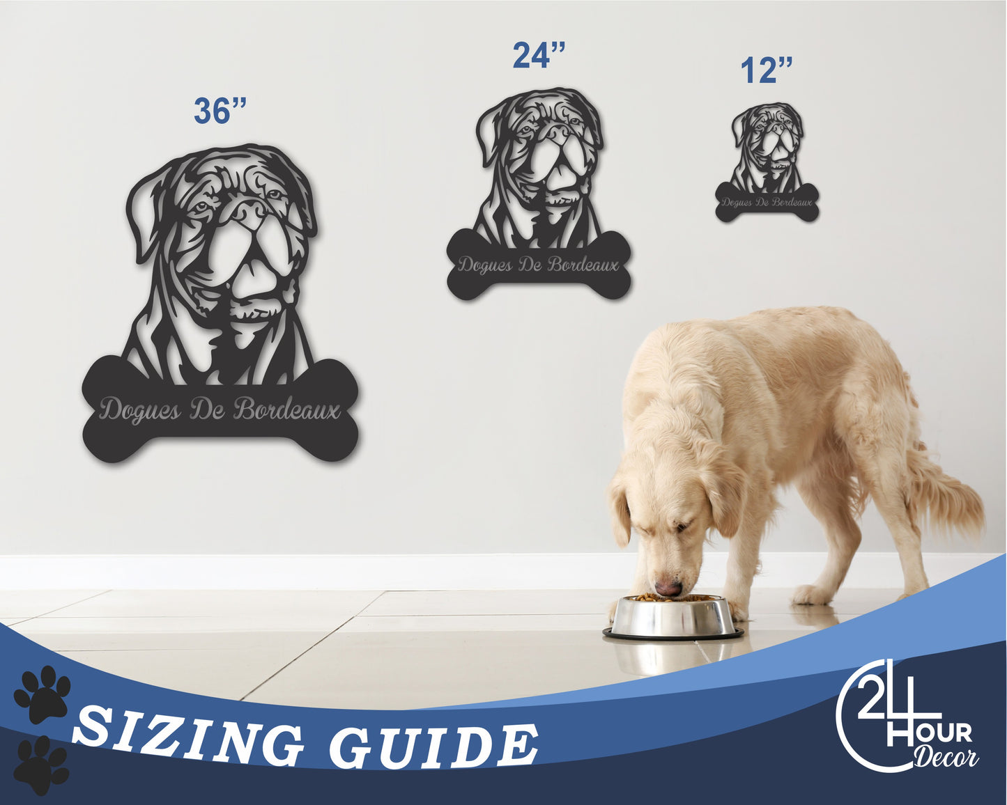 Custom Metal Dogues de Bordeaux Wall Art - Metal Dog Breed Sign - 20+ Color Options - Up to 46"