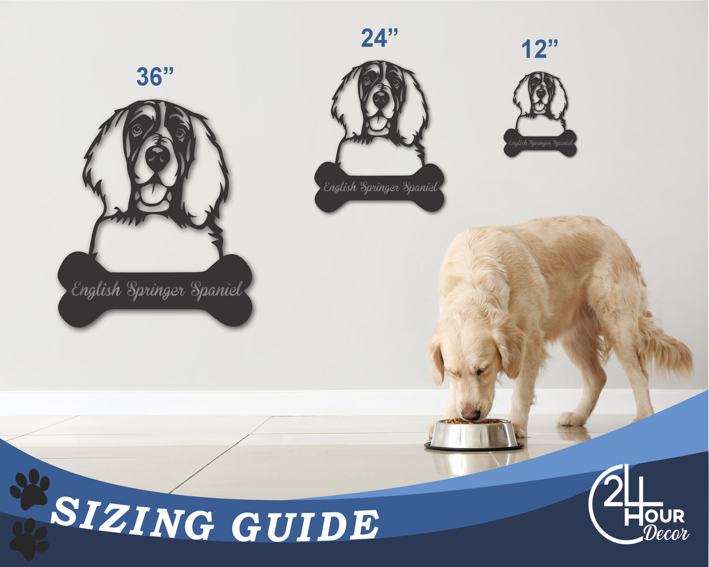 Custom Metal English Springer Spaniel Wall Art - Metal Dog Breed Sign - 20+ Color Options - Up to 46"