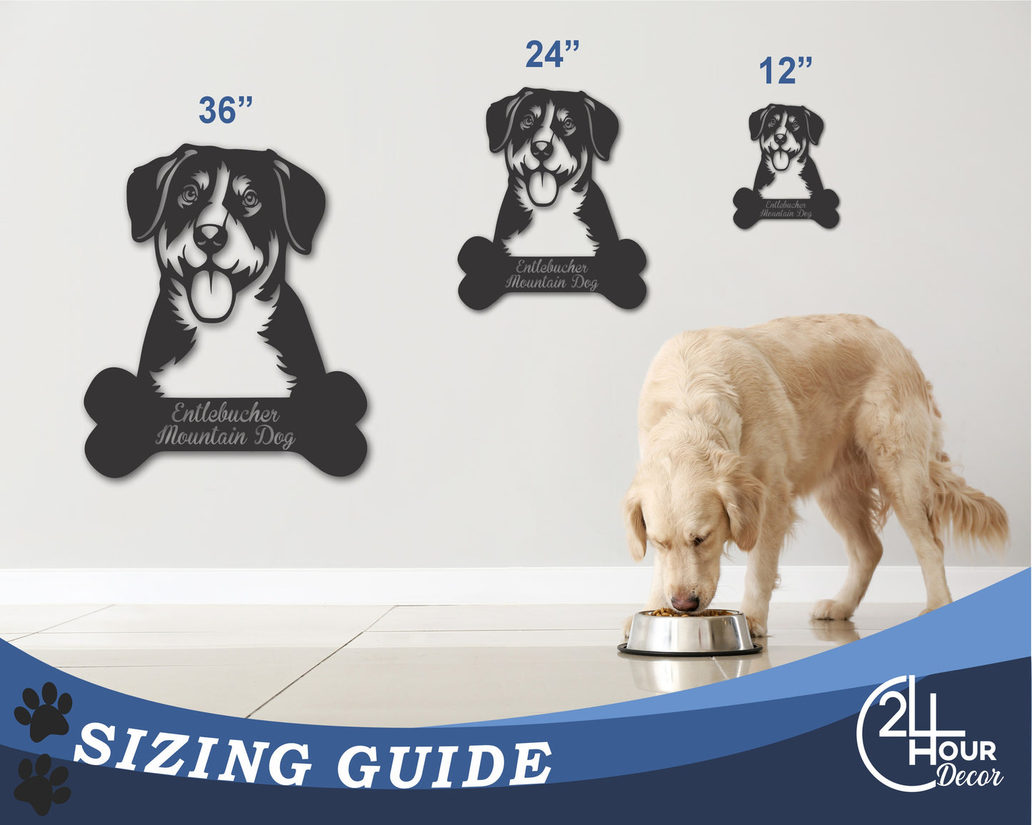 Custom Metal Entlebucher Mountain Dog Wall Art - Metal Dog Breed Sign - 20+ Color Options - Up to 46"