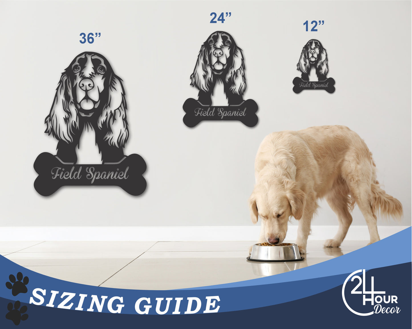Custom Metal Field Spaniel Wall Art - Metal Dog Breed Sign - 20+ Color Options - Up to 46"
