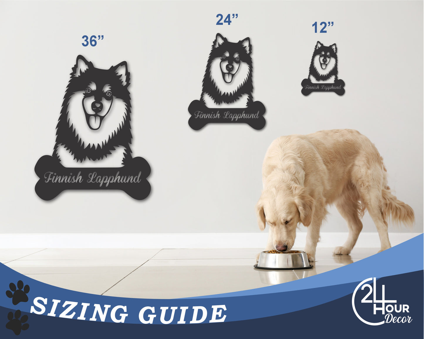 Custom Metal Finnish Lapphund Wall Art - Metal Dog Breed Sign - 20+ Color Options - Up to 46"