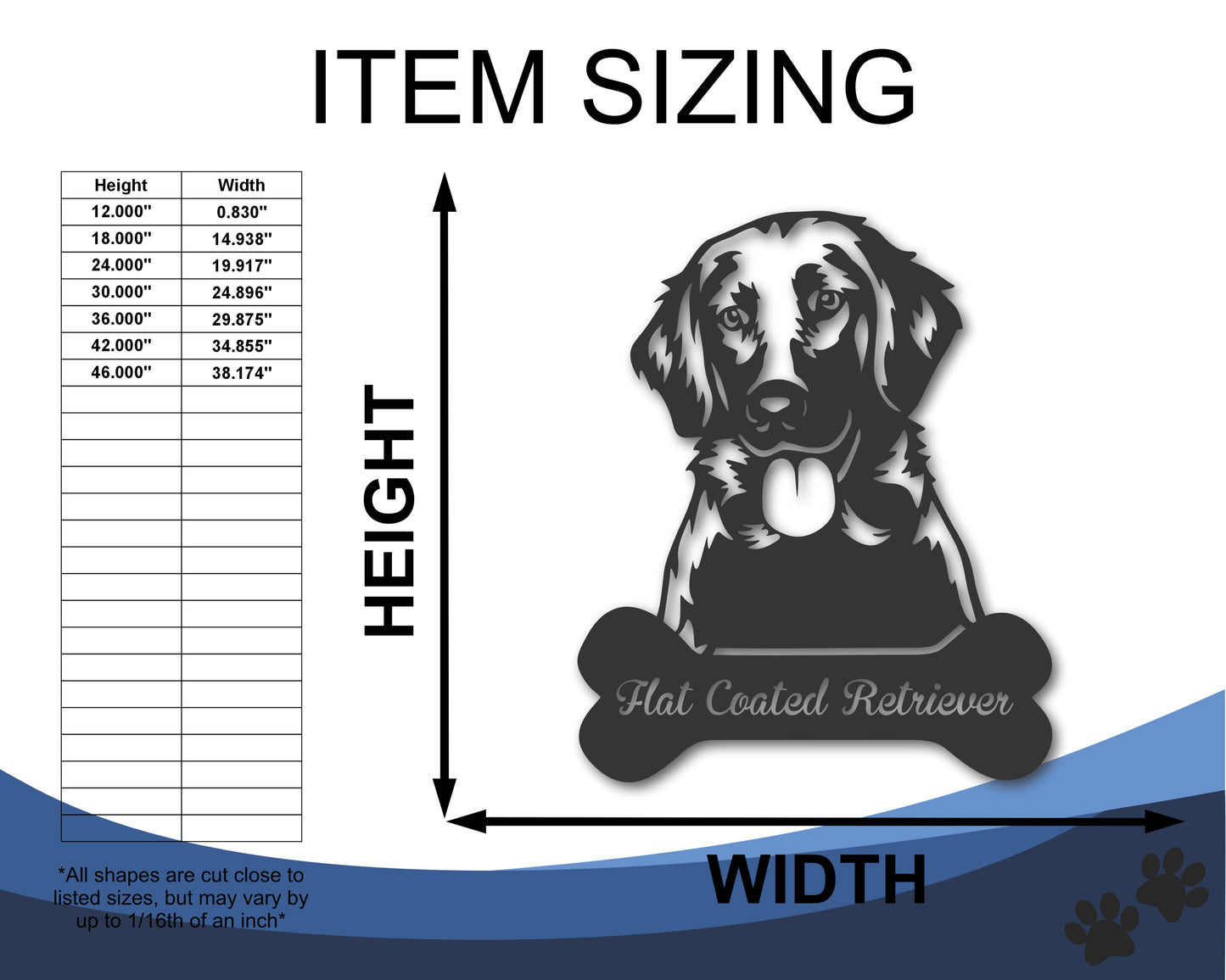 Custom Metal Flat Coated Retriever Wall Art - Metal Dog Breed Sign - 20+ Color Options - Up to 46"