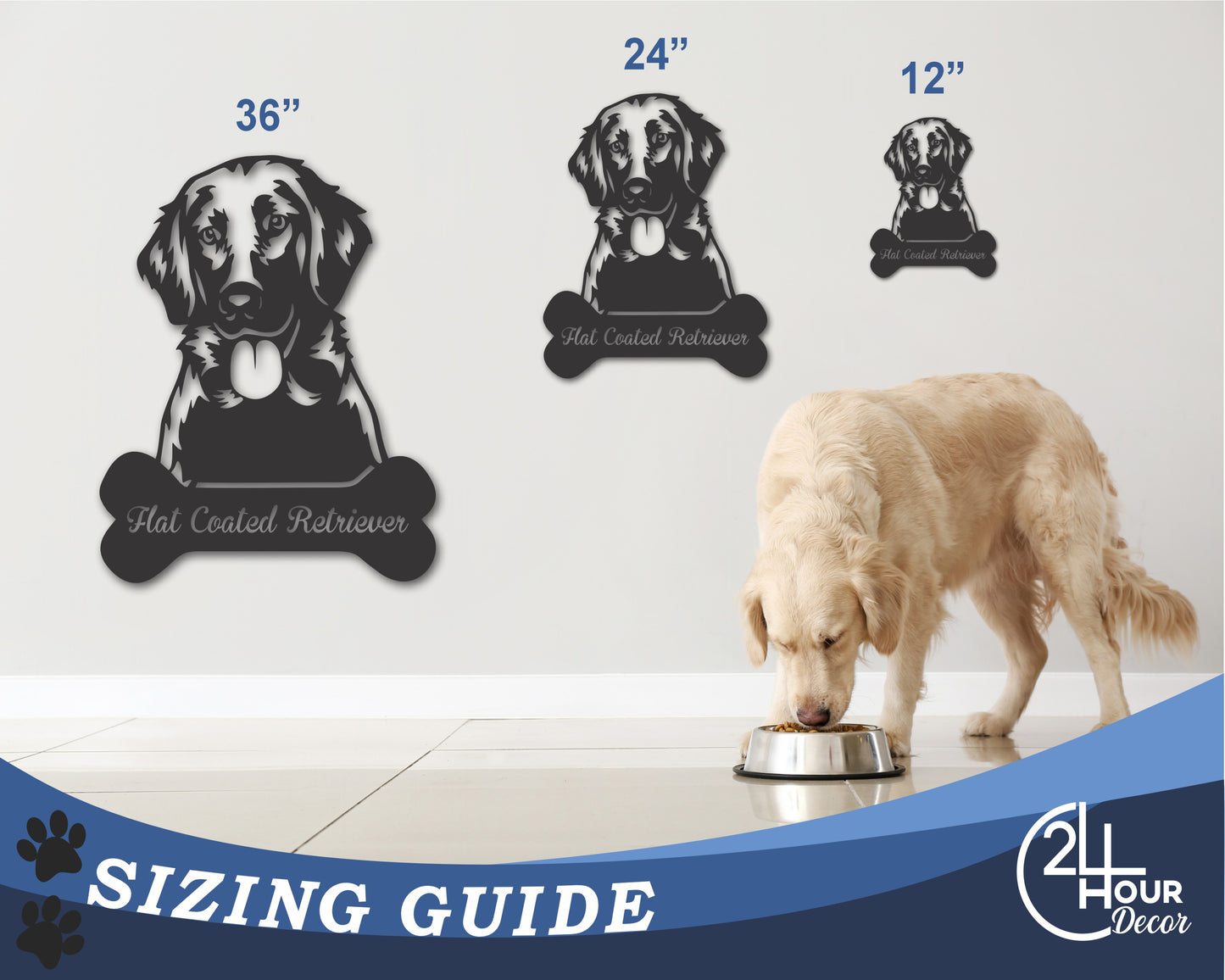 Custom Metal Flat Coated Retriever Wall Art - Metal Dog Breed Sign - 20+ Color Options - Up to 46"