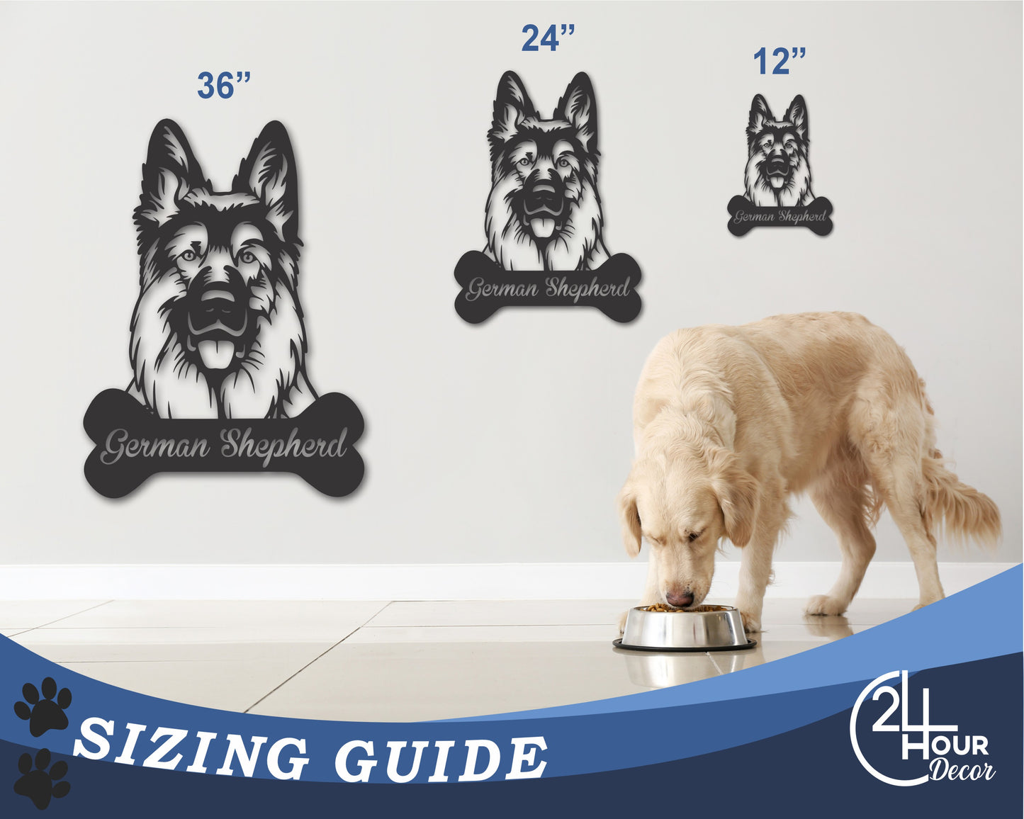 Custom Metal German Shepherd Wall Art - Metal Dog Breed Sign - 20+ Color Options - Up to 46"