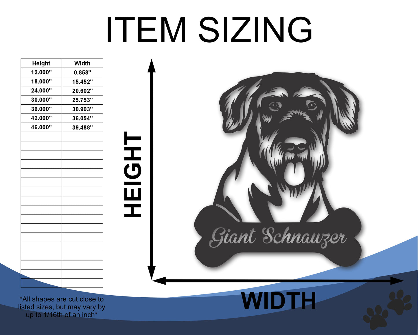 Custom Metal Giant Schnauzer Wall Art - Metal Dog Breed Sign - 20+ Color Options - Up to 46"