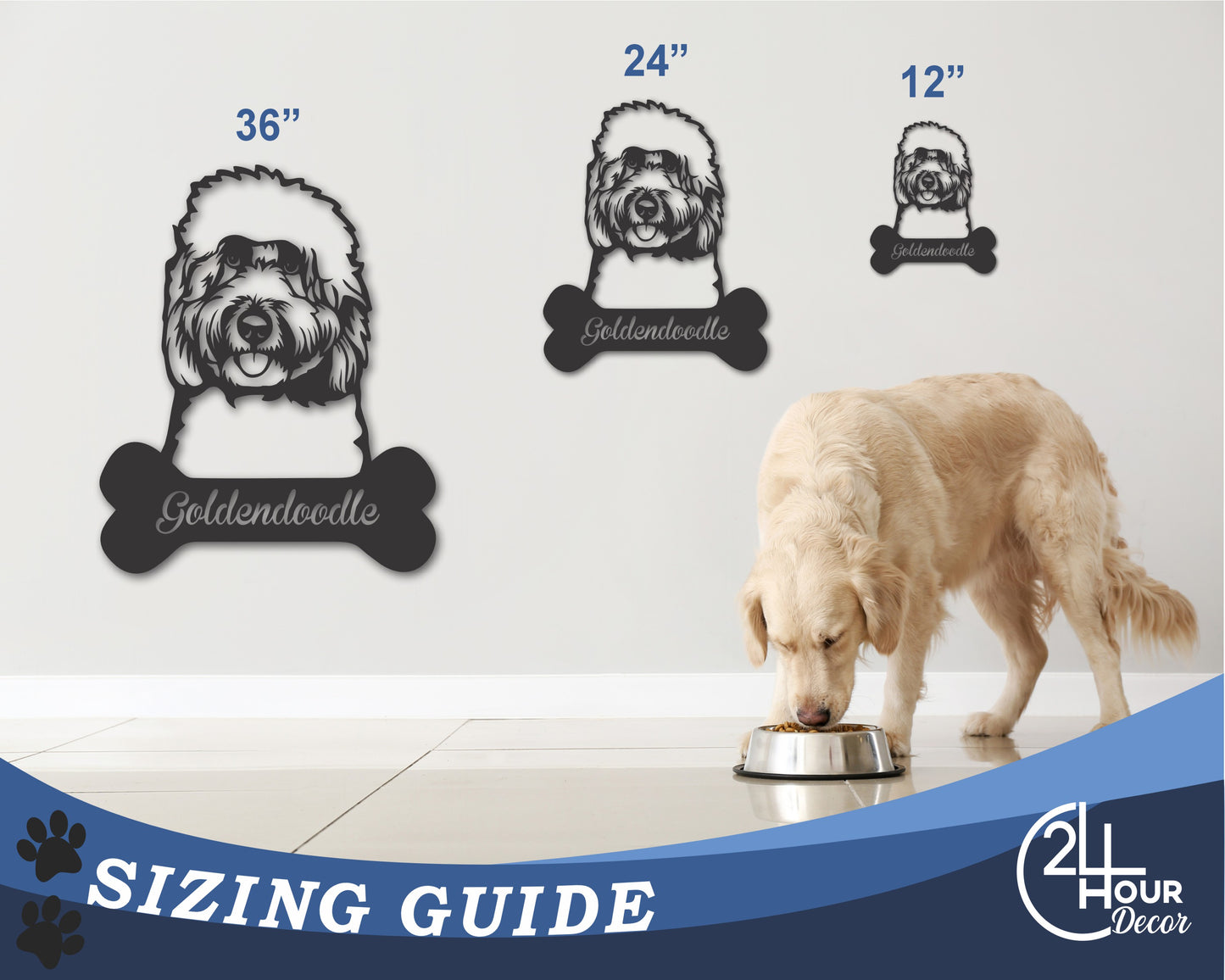 Custom Metal Goldendoodle Wall Art - Metal Dog Breed Sign - 20+ Color Options - Up to 46"