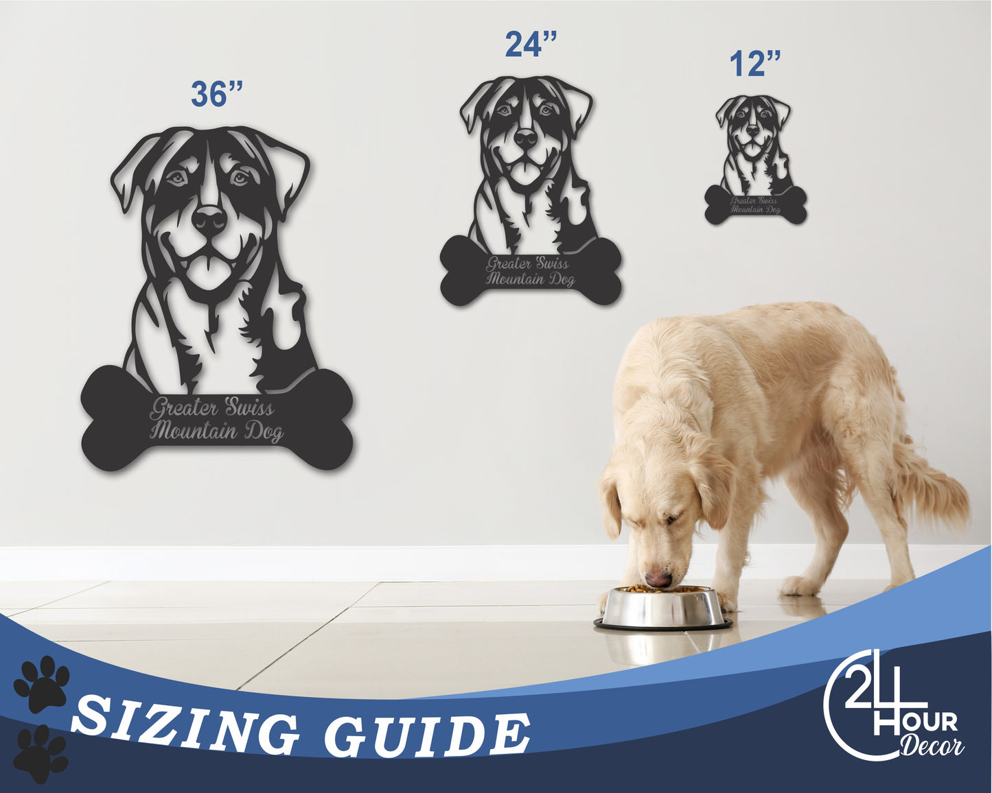 Custom Metal Greater Swiss Mountain Dog Wall Art - Metal Dog Breed Sign - 20+ Color Options - Up to 46" (Copy)