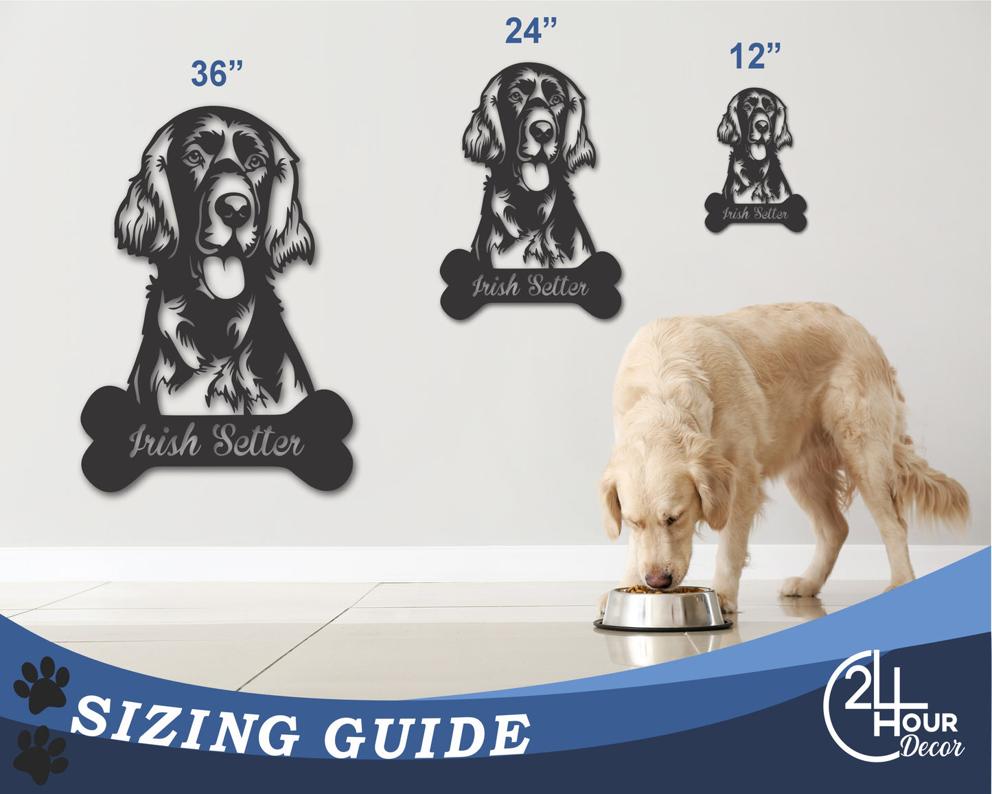 Custom Metal Irish Setter Wall Art - Metal Dog Breed Sign - 20+ Color Options - Up to 46"