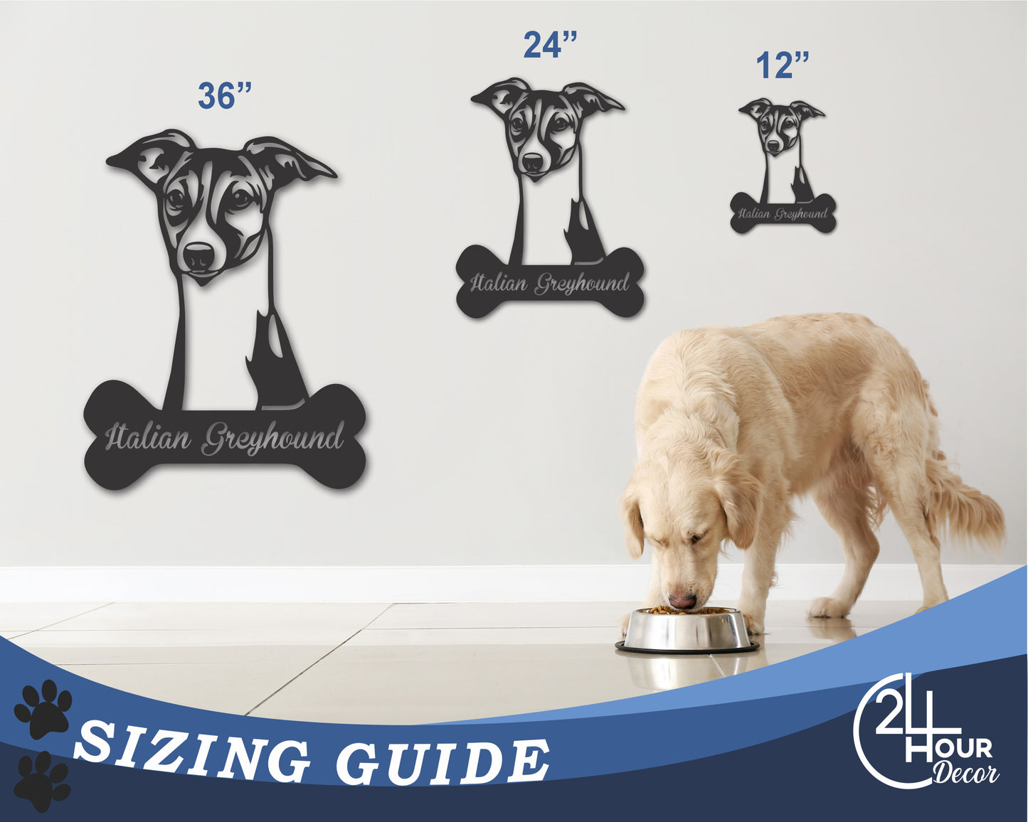 Custom Metal Italian Greyhound Wall Art - Metal Dog Breed Sign - 20+ Color Options - Up to 46"